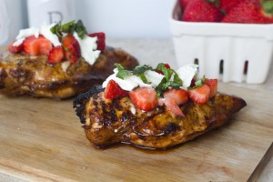 Balsamic Grilled Chicken with Strawberries & Goat Cheese
