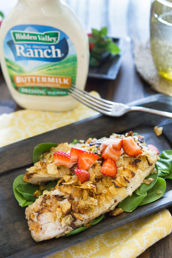 Buttermilk kettle chip crusted tilapia