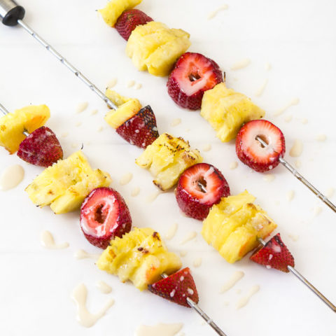 Grilled pineapple and strawberries