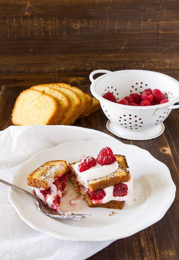 Grilled raspberry shortcake with raspberry cream