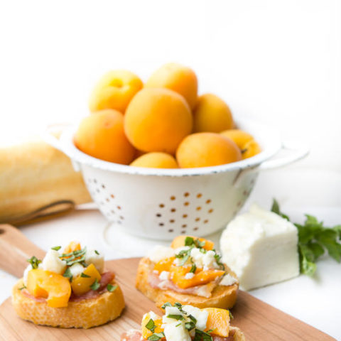 Apricot cheese prosciutto baguette