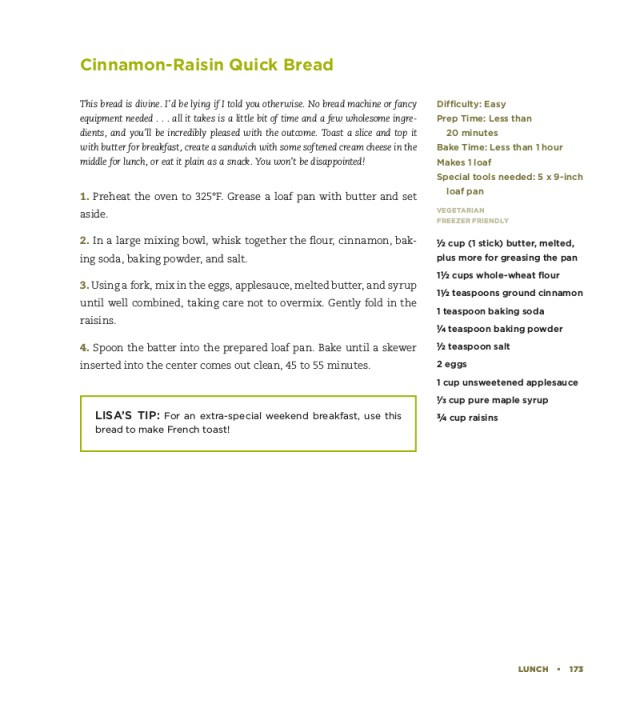 Cinnamon Raisin Quick Bread Recipe