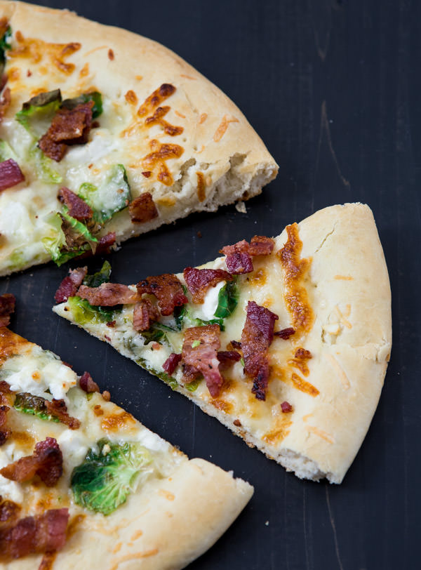 Goat cheese, bacon and brussels sprout pizza-4