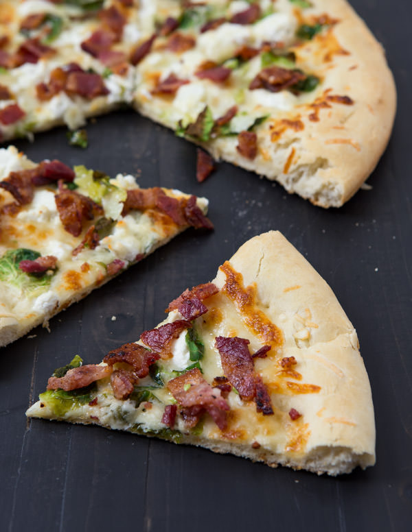 Goat cheese, bacon and brussels sprout pizza-5