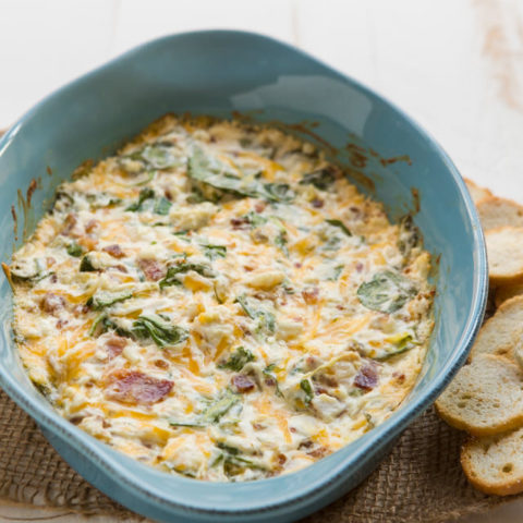 Spinach artichoke dip with bacon