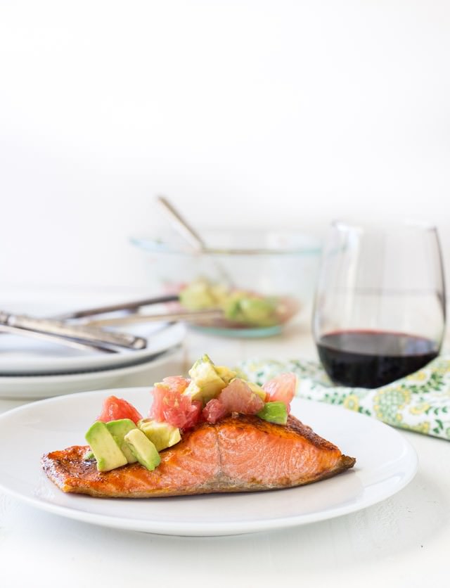 Broiled Salmon with Avocado and Grapefruit