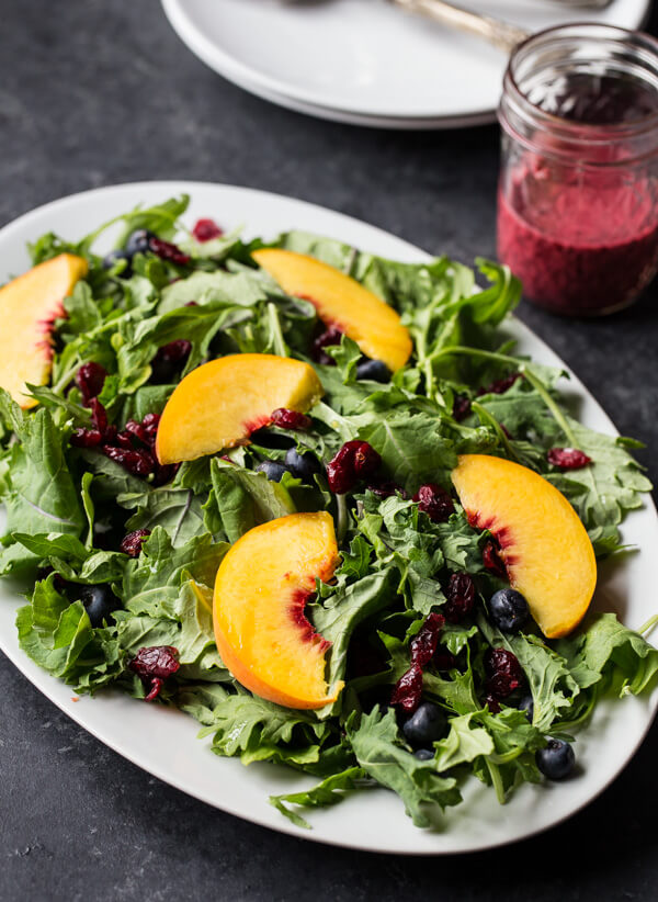 Blueberry, Peach Kale Salad