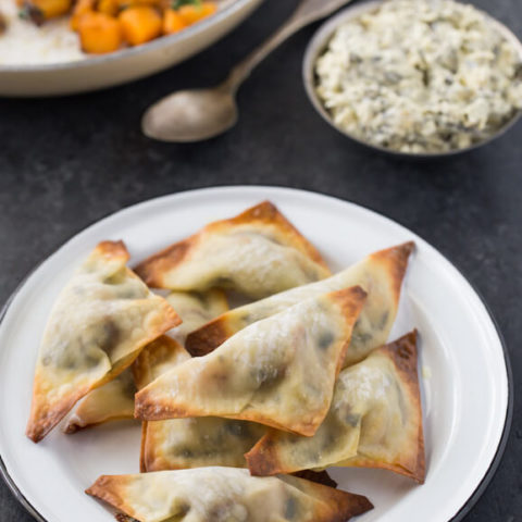 Butternut Squash and Spinach Stuffed Wontons