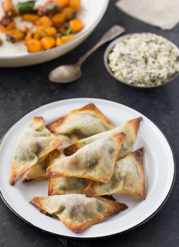 Butternut Squash and Spinach Stuffed Wontons