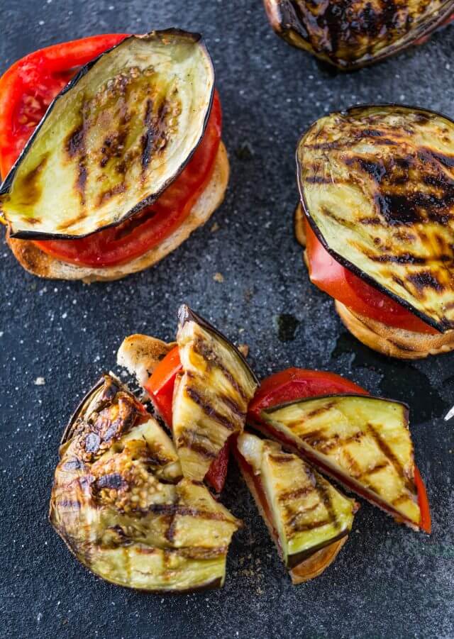 Grilled Eggplant Open Faced Sandwich