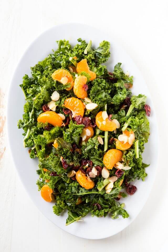 Autumn Kale Salad with Mandarin Orange Vinaigrette