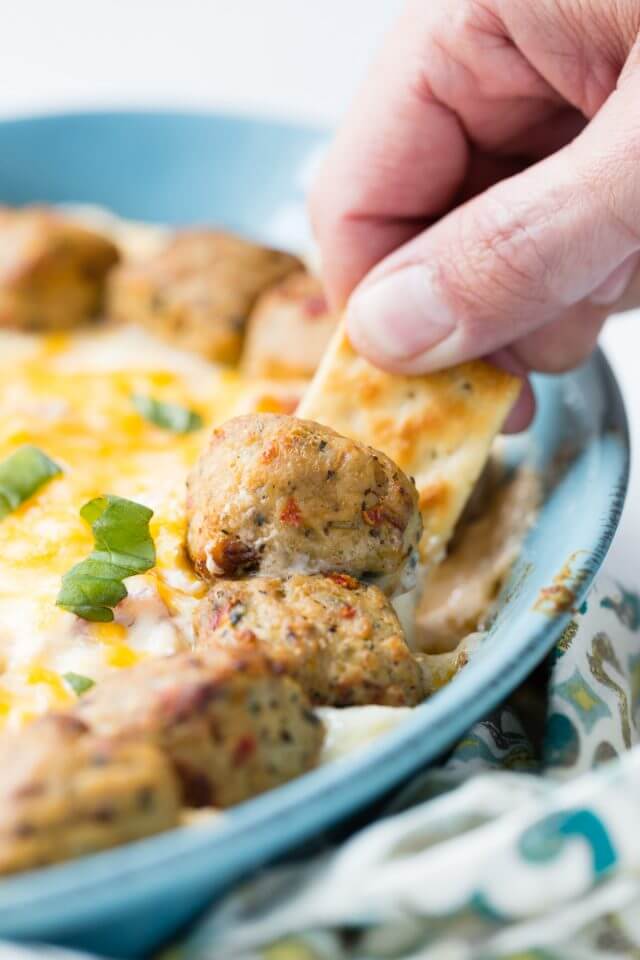Baked Chicken Meatball Cheese Dip-2