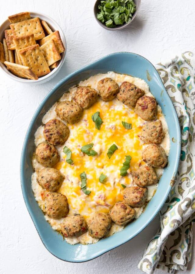 Baked Chicken Meatball Cheese Dip-2