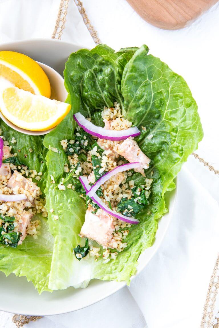 Salmon Lettuce Wraps A Zesty Bite