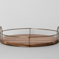 Round Wood and Wire Tray 