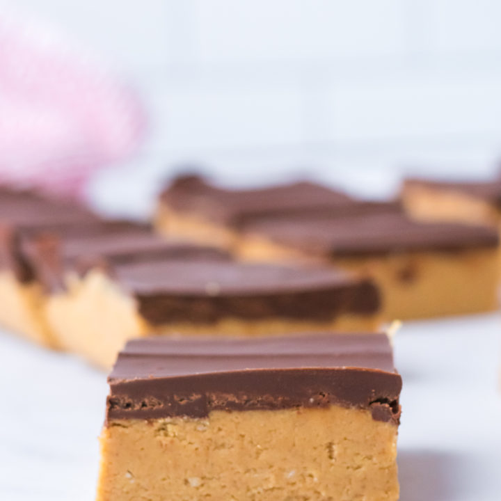 Peanut Butter Bars cut into squares