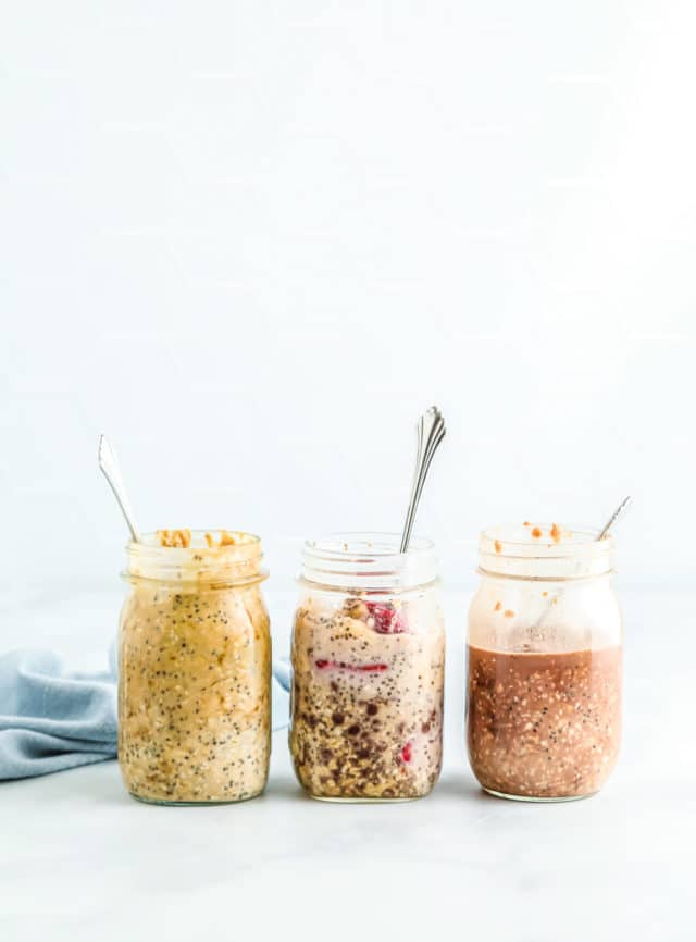 3 different jars with oatmeal oats