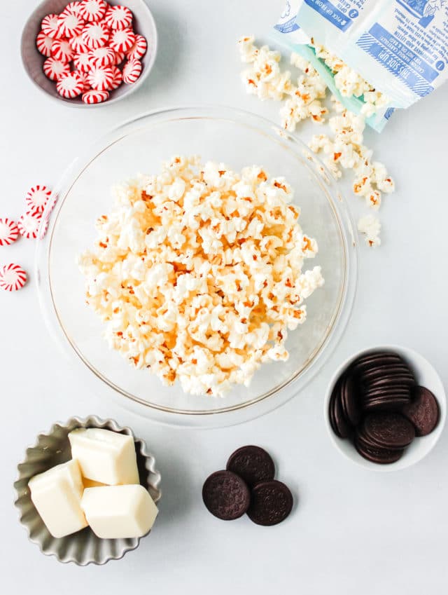 ingredients to make holiday popcorn